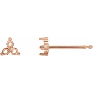 14K Rose Gold 1.5 mm Round Three-Stone Earring Mounting