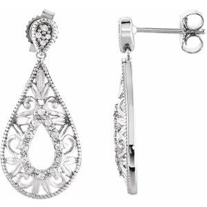 Sterling Silver 1/10 CTW Natural Diamond Filigree Earrings