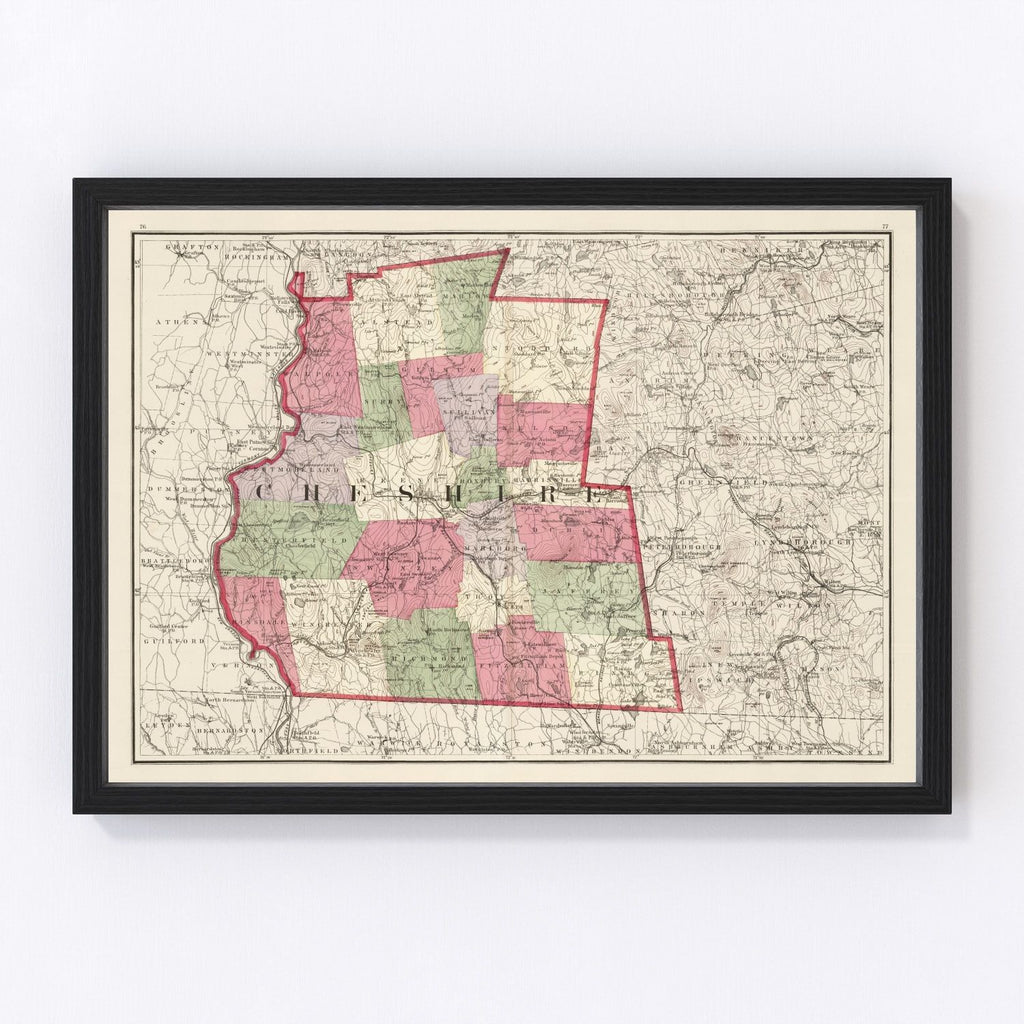 Vintage Map of Cheshire County, New Hampshire 1877