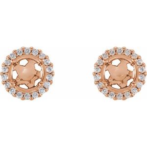 14K Rose Gold 3.5 mm Round 1/10 CTW Natural Diamond Semi-Set Earrings – image 2