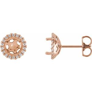 14K Rose Gold 4.5 mm Round 1/10 CTW Natural Diamond Semi-Set Earrings