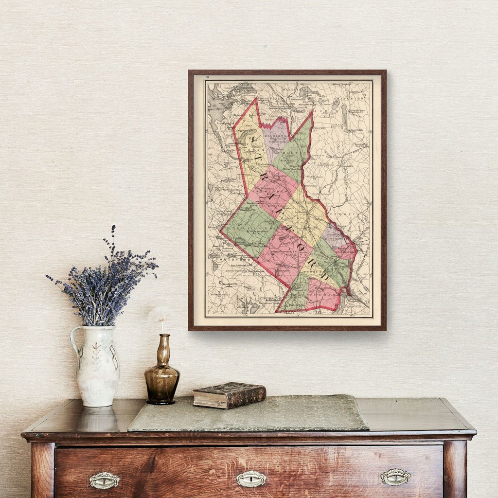 Vintage Map of Strafford County, New Hampshire 1877