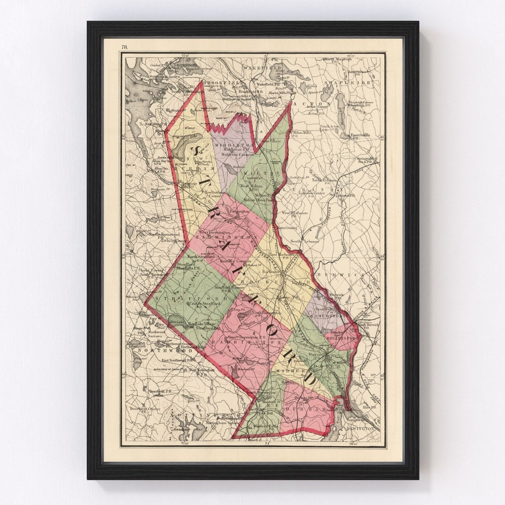 Vintage Map of Strafford County, New Hampshire 1877