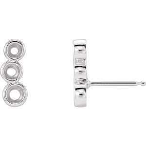 14K White Gold Three-Stone Ear Climber Mounting