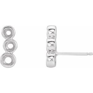 14K White Gold Three-Stone Ear Climber Mounting