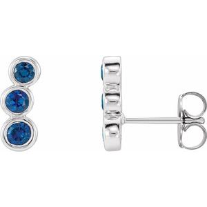 Sterling Silver Lab-Grown Blue Sapphire Ear Climbers
