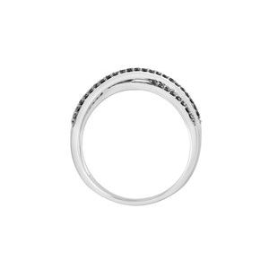 14K White Gold 3/8 CTW Natural Black & White Diamond Criss-Cross Ring