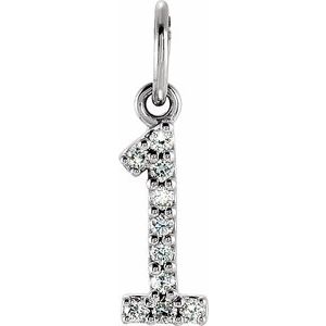 14K White Gold .04 CTW Natural Diamond Numeral 1 Charm/Pendant