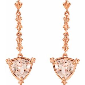 14K Rose Gold Natural Pink Morganite Vintage-Inspired Earrings