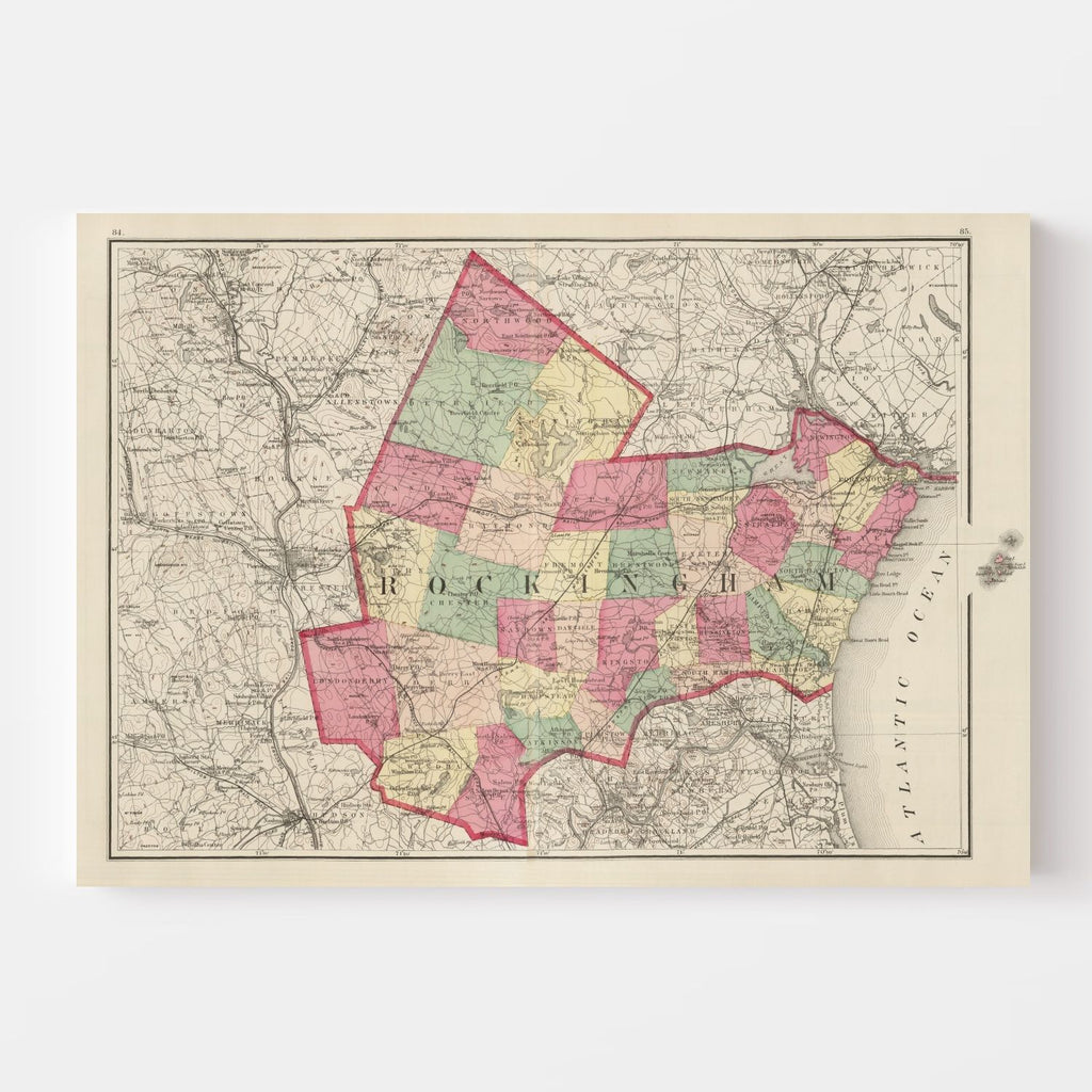 Vintage Map of Rockingham County, New Hampshire 1877
