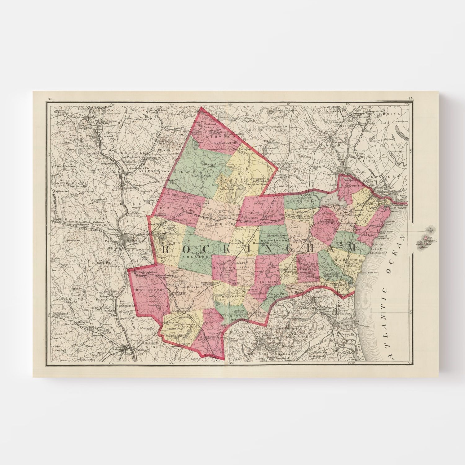 Vintage Map of Rockingham County, New Hampshire 1877