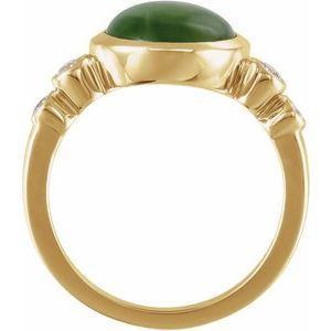 14K Yellow Gold Natural Nephrite Jade & 1/6 CTW Natural Diamond Ring
