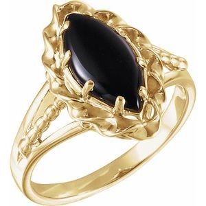 14K Yellow Gold Natural Onyx Rope Ring