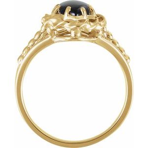 14K Yellow Gold Natural Onyx Rope Ring