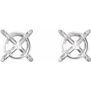Platinum 2.5 mm Round 4-Prong Cocktail-Style Earring Mounting – image 2
