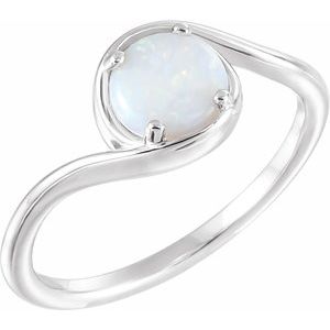 14K White Gold Natural White Opal Bypass Ring