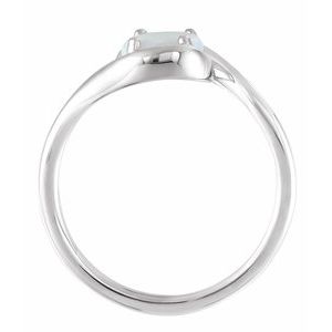 14K White Gold Natural White Opal Bypass Ring
