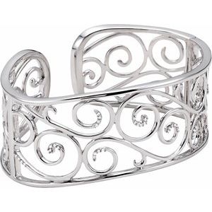 Sterling Silver 1/4 CTW Natural Diamond Cuff 7" Bracelet – image 3