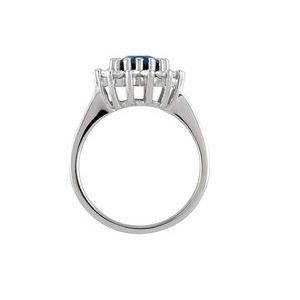 14K White Gold Natural Blue Sapphire & 1/2 CTW Natural Diamond Halo-Style Ring