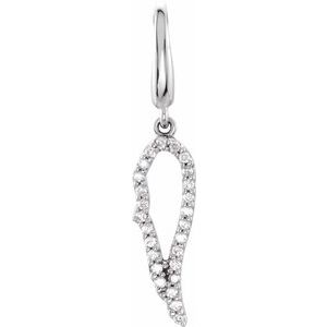 14K White Gold 1/8 CTW Natural Diamond Angel Wing Charm/Pendant