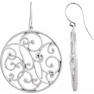 Sterling Silver 1/10 CTW Natural Diamond Scroll Earrings