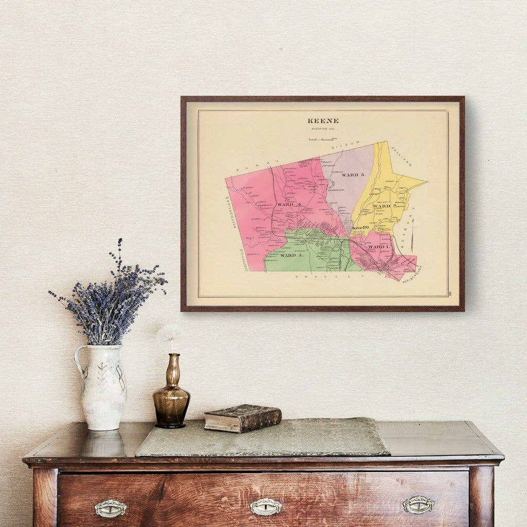 Vintage Map of Keene, New Hampshire 1892