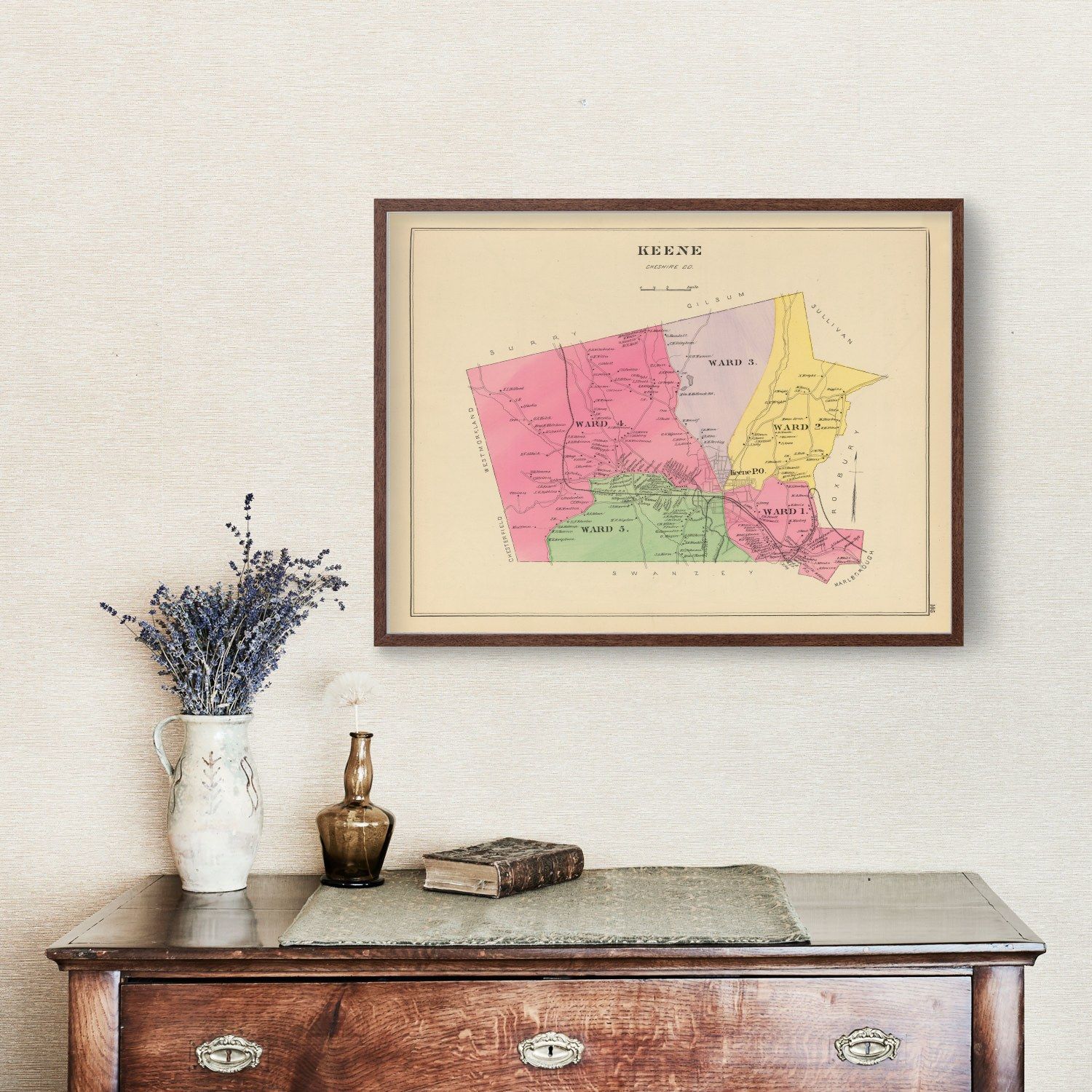 Vintage Map of Keene, New Hampshire 1892