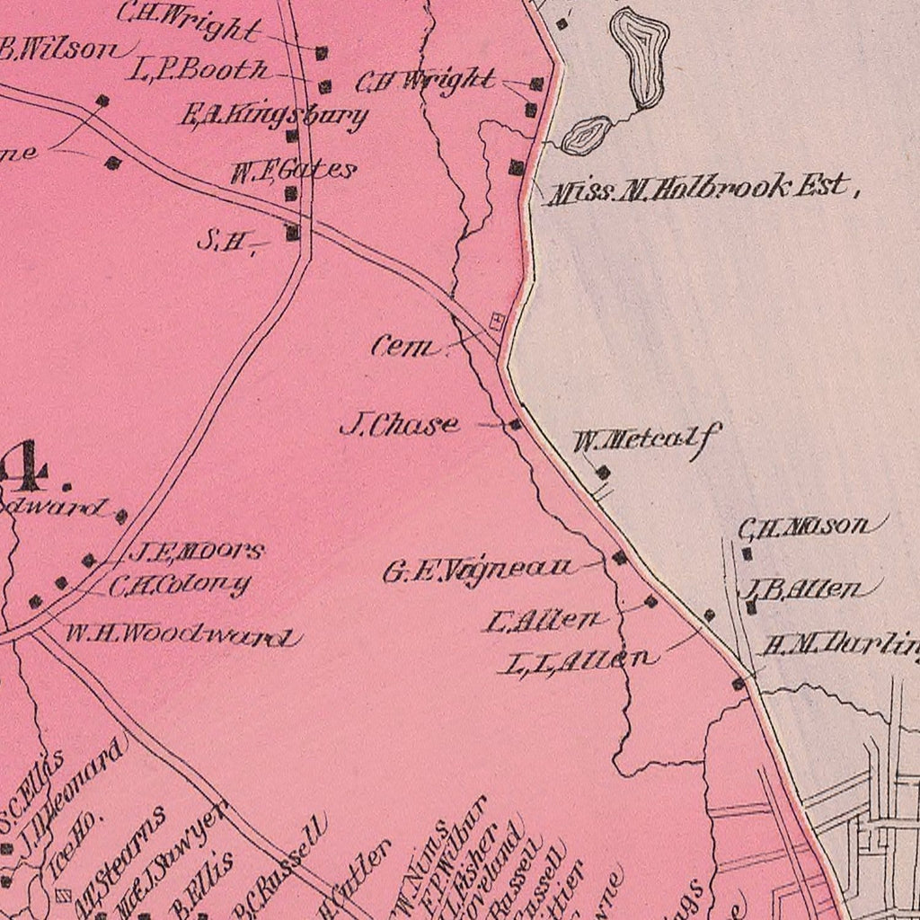 Vintage Map of Keene, New Hampshire 1892