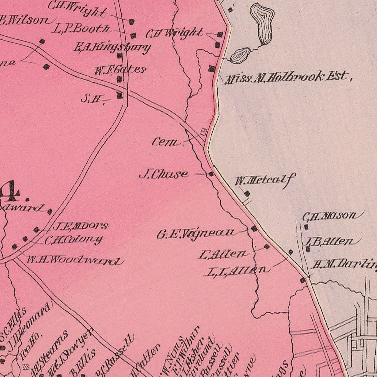 Vintage Map of Keene, New Hampshire 1892