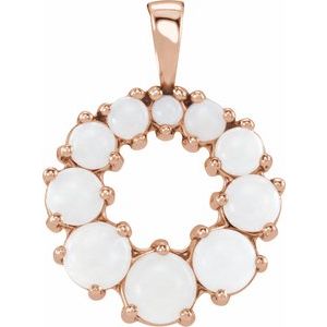 14K Rose Gold Natural White Opal Halo-Style Pendant
