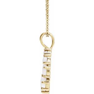 14K Yellow Gold Natural White Opal Halo-Style 16-18" Necklace