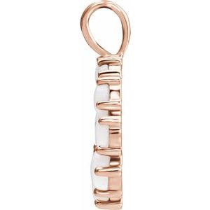 14K Rose Gold Natural White Opal Halo-Style Pendant