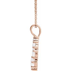 14K Rose Gold Natural White Opal Halo-Style 16-18" Necklace