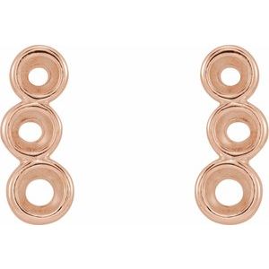 14K Rose Gold Three-Stone Ear Climber Mounting – image 2