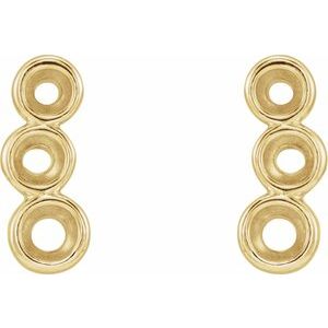 14K Yellow Gold Three-Stone Ear Climber Mounting – image 2