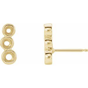 14K Yellow Gold Three-Stone Ear Climber Mounting