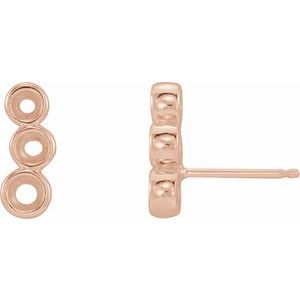 14K Rose Gold Three-Stone Ear Climber Mounting