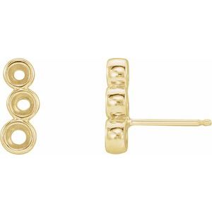 14K Yellow Gold Three-Stone Ear Climber Mounting