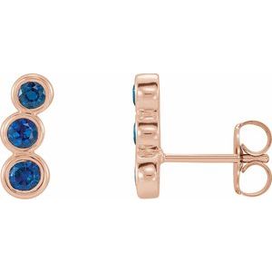 14K Rose Gold Lab-Grown Blue Sapphire Ear Climbers
