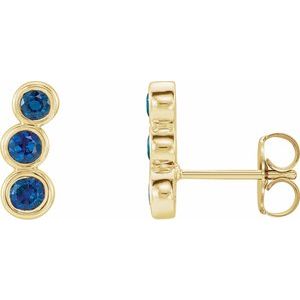 14K Yellow Gold Lab-Grown Blue Sapphire Ear Climbers