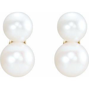 14K Yellow Gold Cultured White Freshwater Pearl Ear Climbers