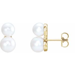 14K Yellow Gold Cultured White Freshwater Pearl Ear Climbers