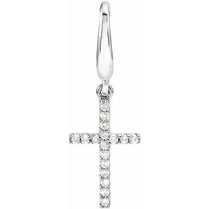 14K White Gold .08 CTW Natural Diamond Cross Charm/Pendant