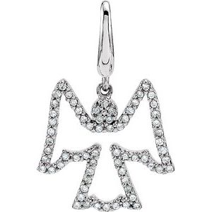 14K White Gold 1/4 CTW Natural Diamond Angel Charm/Pendant