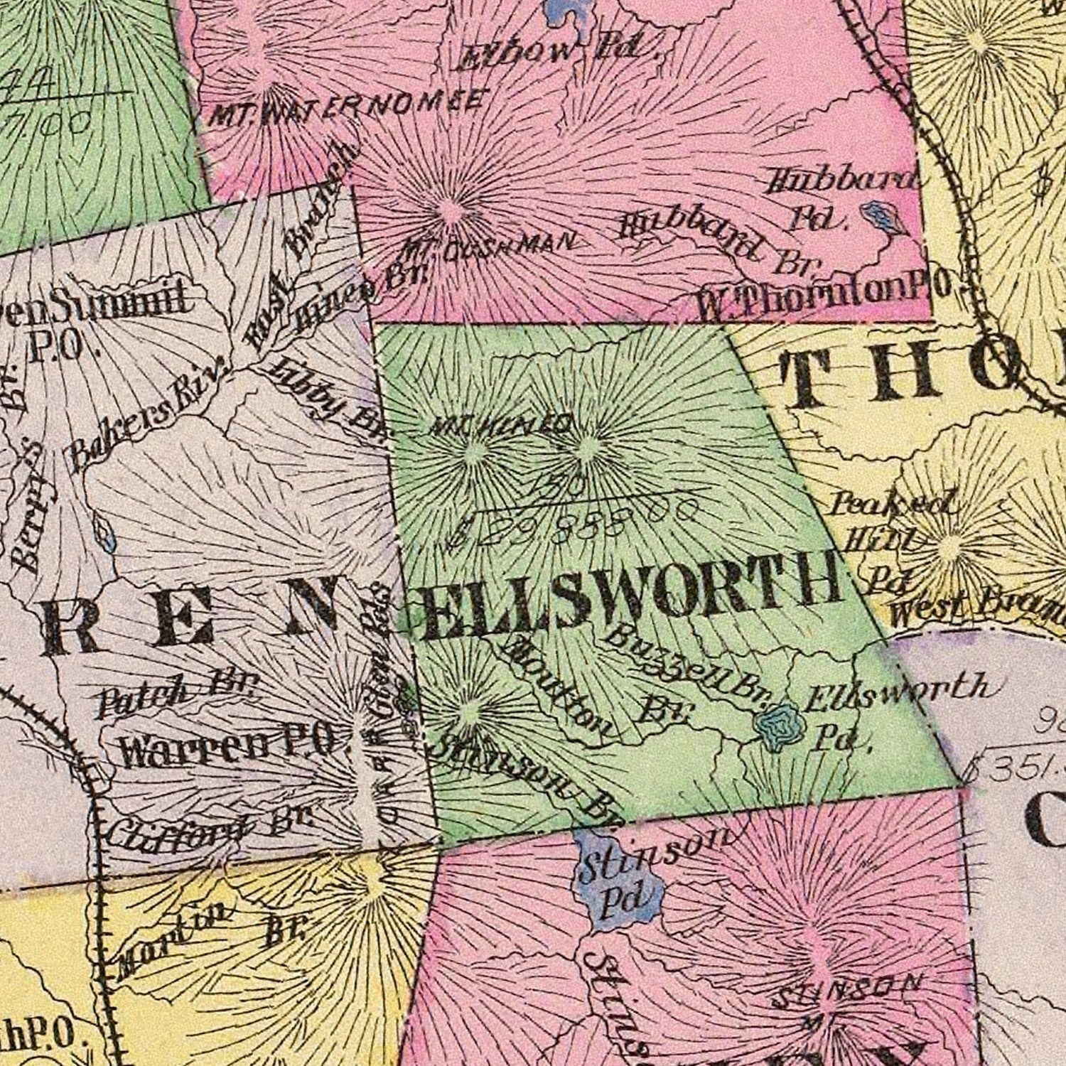 Vintage Map of Grafton County, New Hampshire 1892