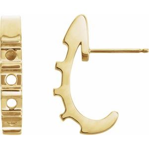 14K Yellow Gold 2.5 mm Round J-Hoop Earring Mounting