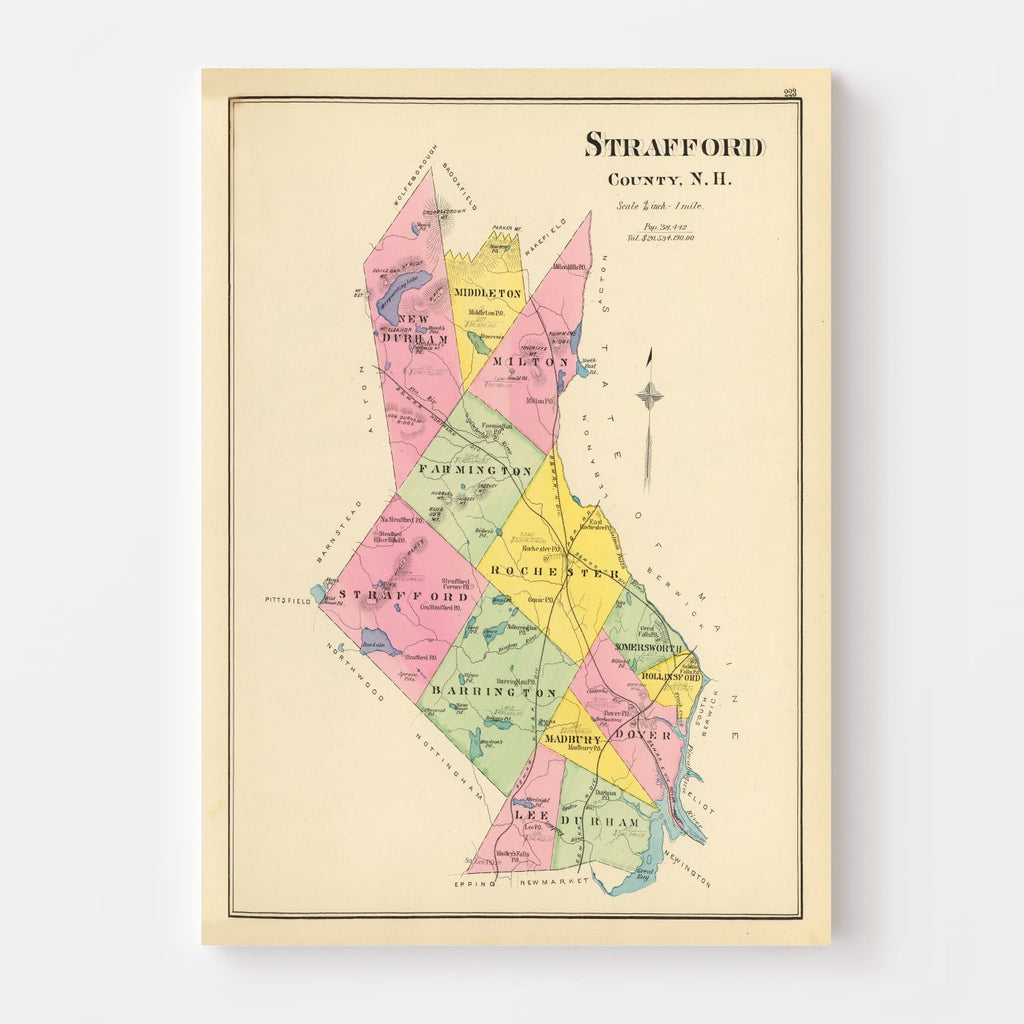 Vintage Map of Strafford County, New Hampshire 1892