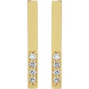 14K Yellow Gold .07 CTW Natural Diamond Bar Earrings