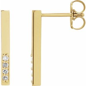14K Yellow Gold .07 CTW Natural Diamond Bar Earrings