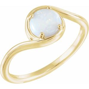 14K Yellow Gold Natural White Opal Bypass Ring